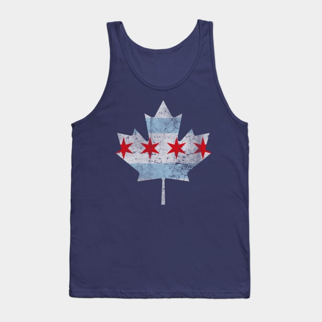Chicago Flag Canadian Maple Leaf Canada Tank Top by E